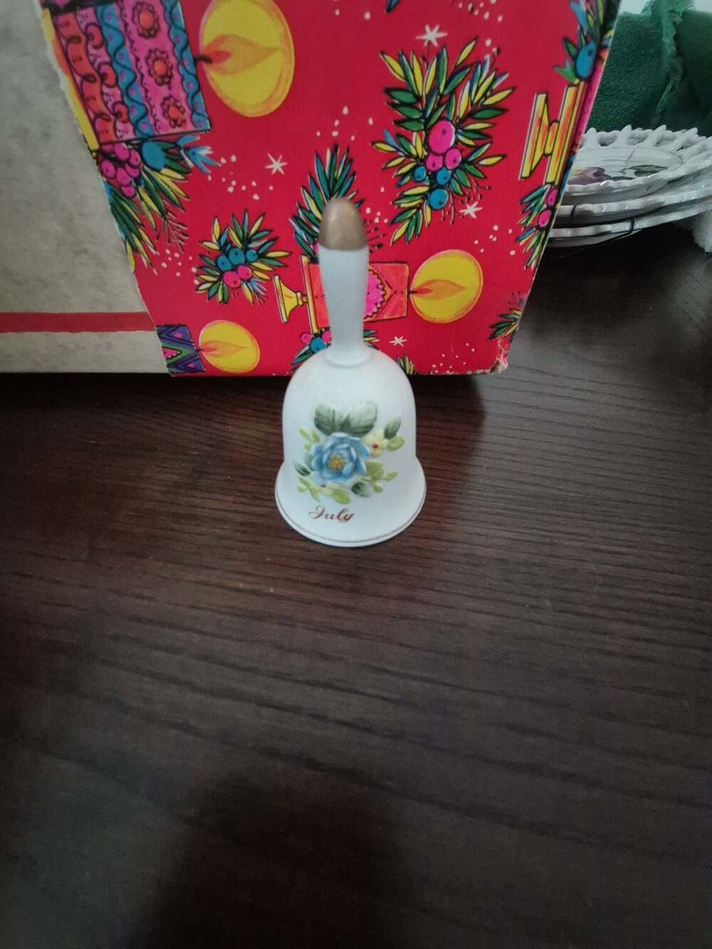 Norcrest July Birthday Bell Ceramic Porcelain Floral Vintage
